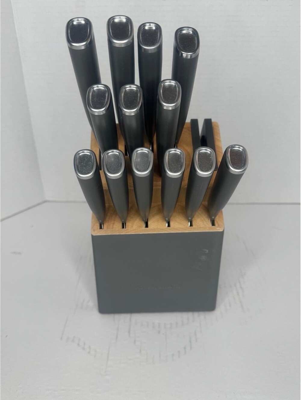 KitchenAid Gourmet 15-Piece Knife  Set-Charcoal Gray Handles & Matching Block